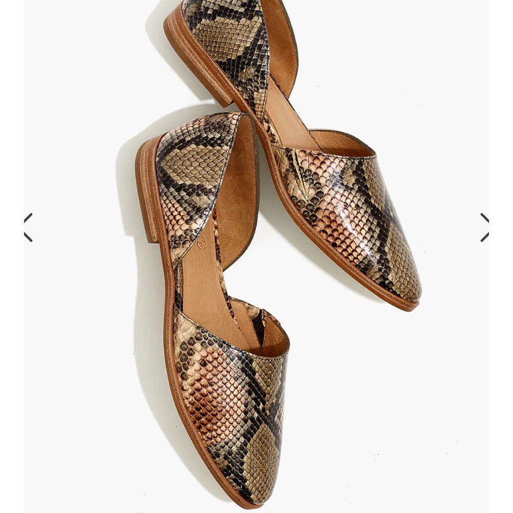Madewell Snake Print Flats - Brown and Tan